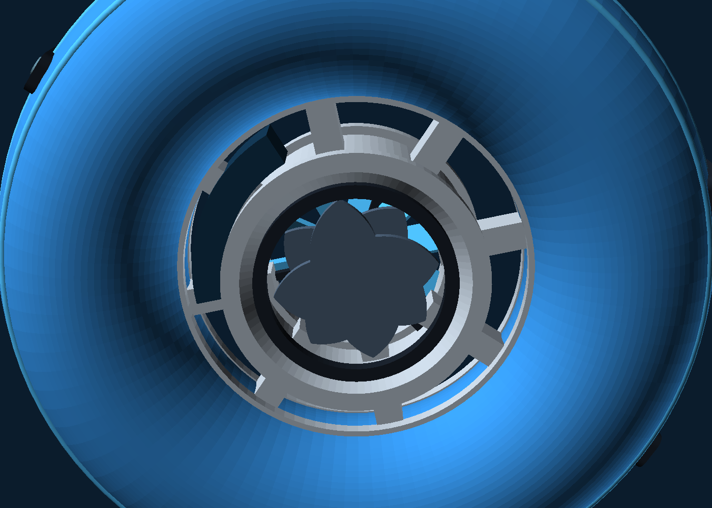 O-Seal underside with the iris closed and the shell inflated